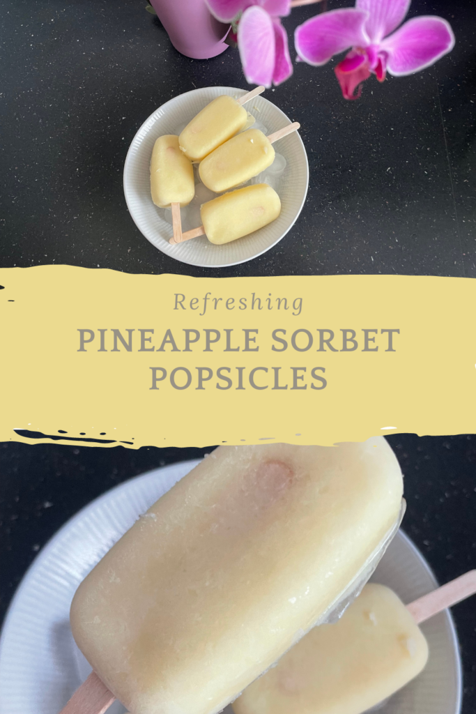 Pineapple sorbet popsicles #summer recipes #popsicles #pineapple #from scratch #homemade #sorbet #ice cream