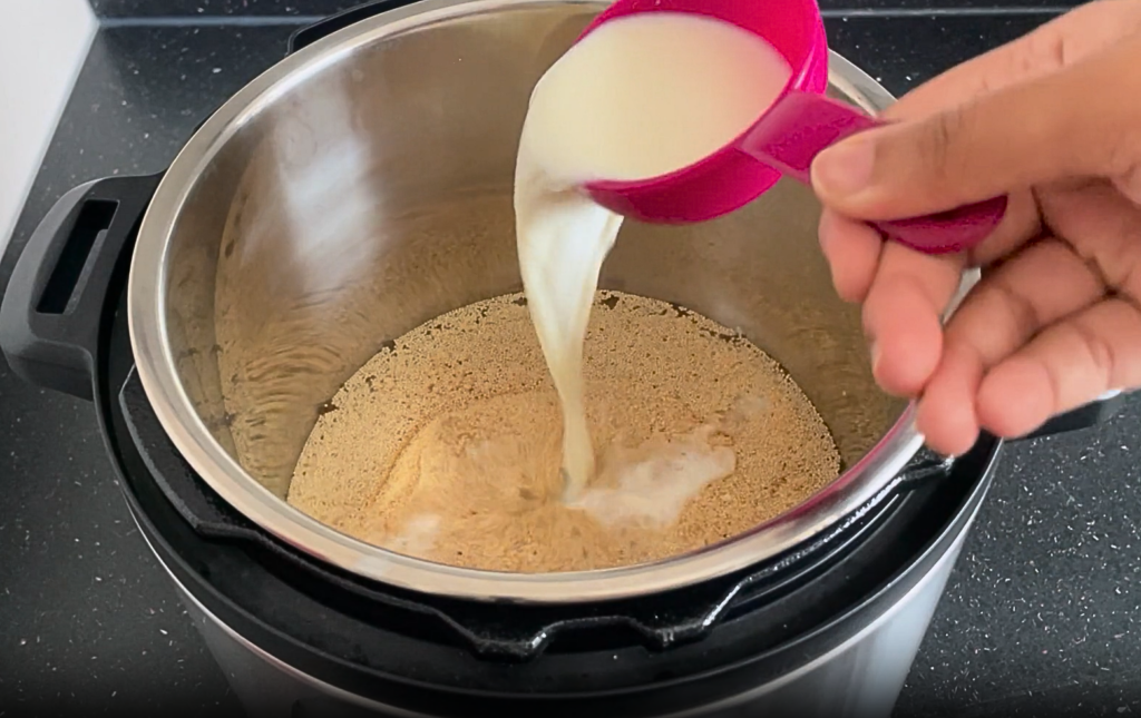 Milk being added to the instant pot