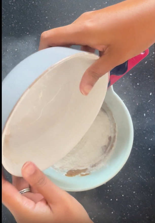 Add in the remainder of the self raising flour to the liquid ingredients