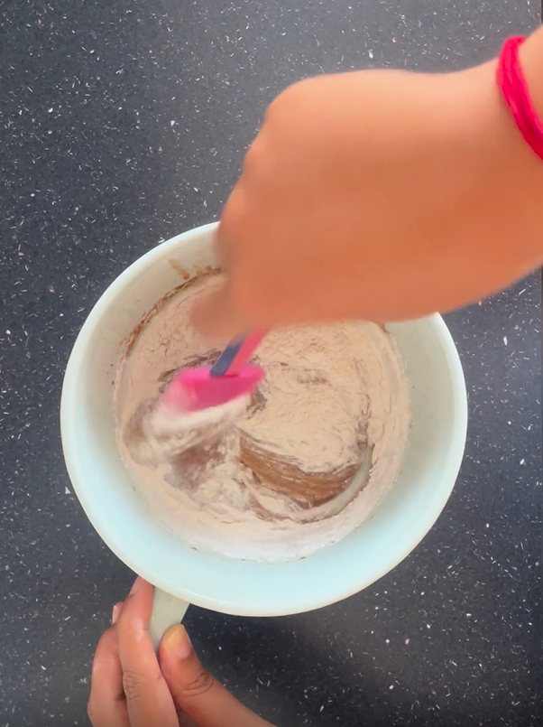 Folding in half of the flour