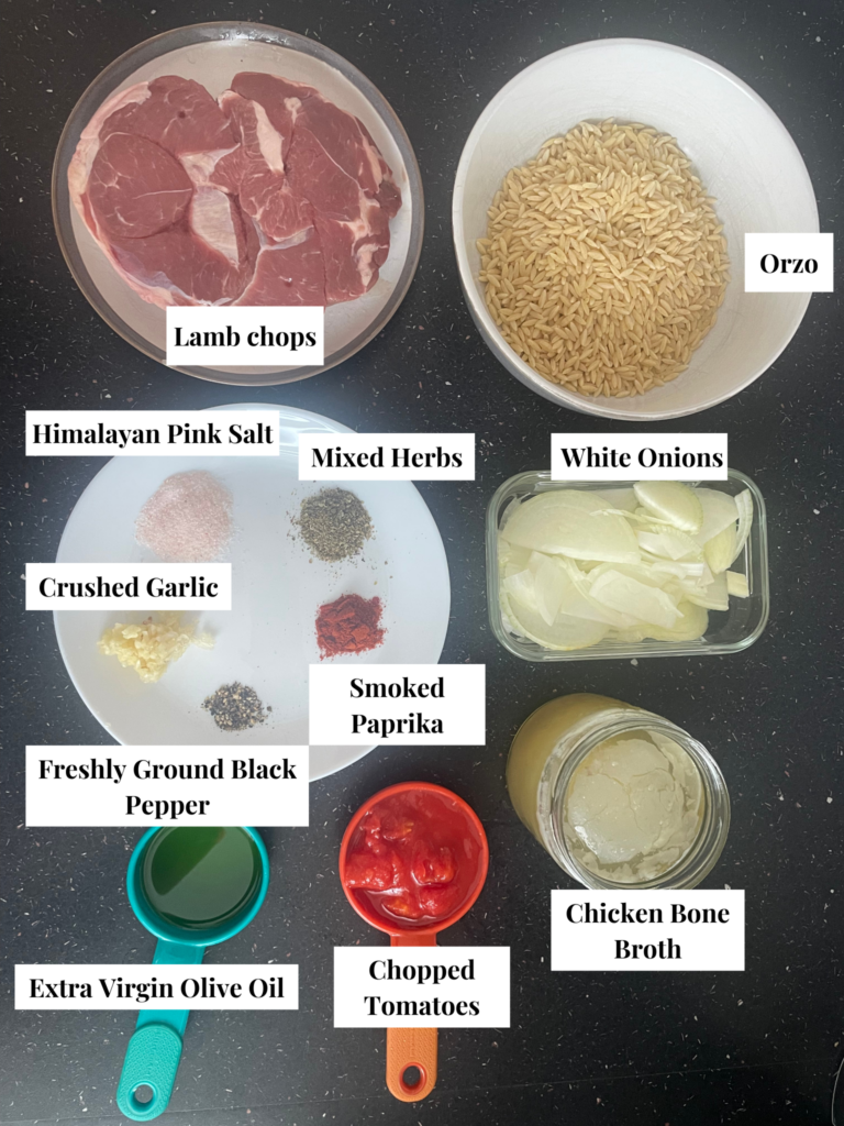 Lamb orzo ingredients labelled